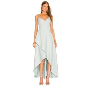 ELLIATT Addyson High Low Crepe Tulip Dress in Seafoam size Small